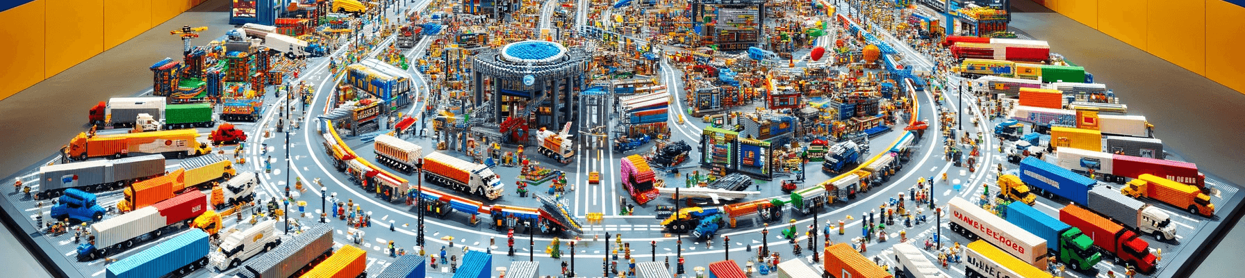 transport en logistiek evenement of beurs, gemaakt van Lego